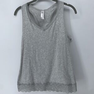 Maidenform Gray Lace Trim Camisole Tank Top Racer Back Medium